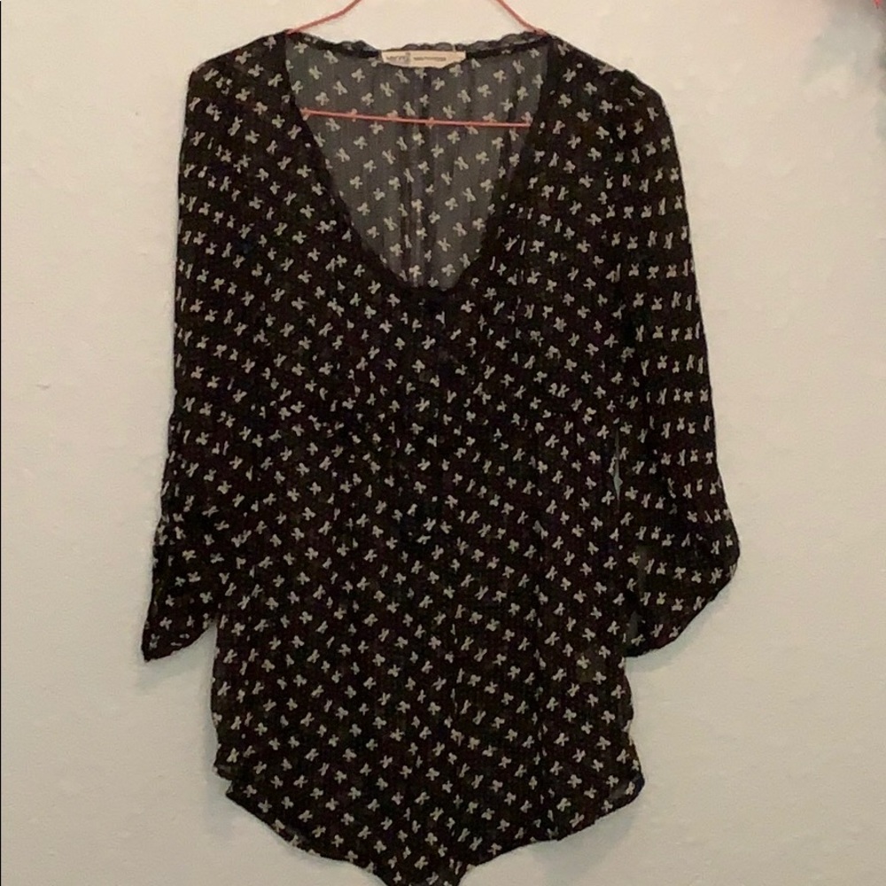 See through bow blouse